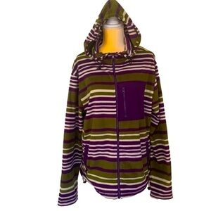 Original Use Green Purple White Fleece Hoodie Size L